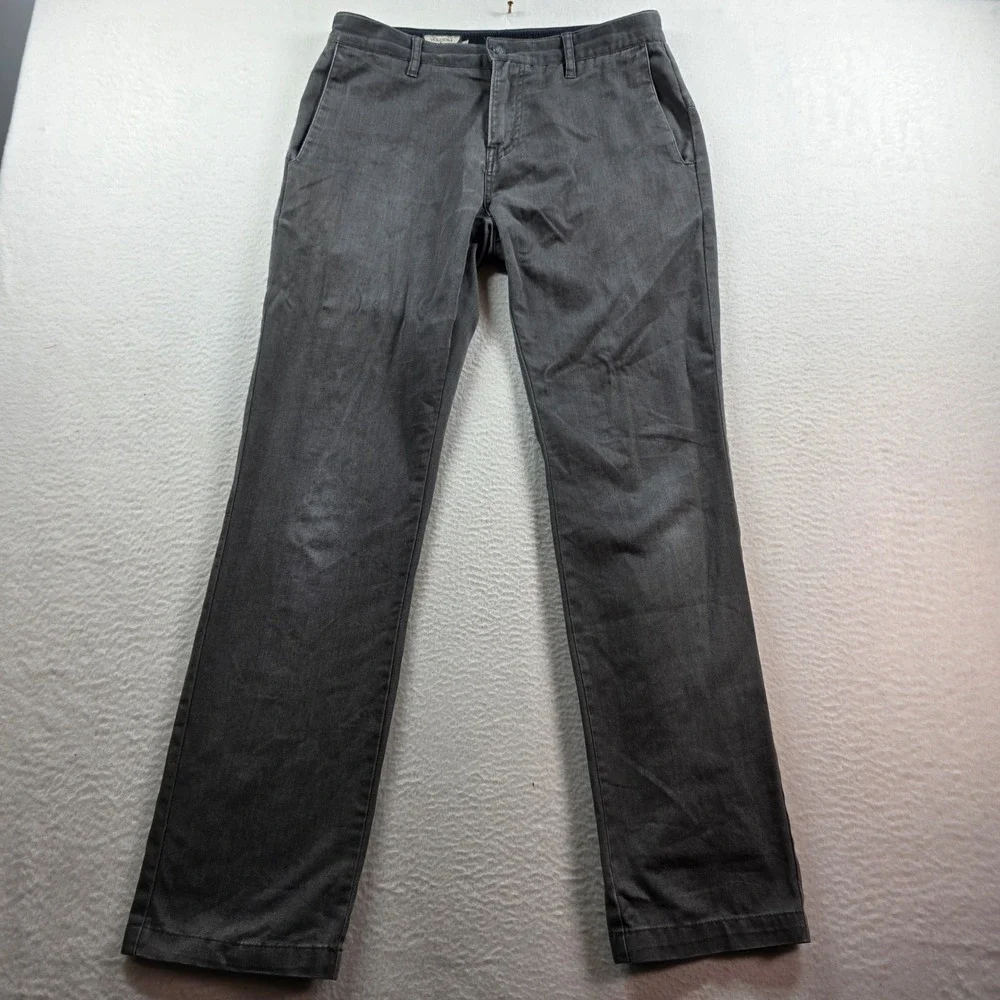 Volcom Chino Pants Mens 30 Charcoal Grey‎ Slim Straight Faded Distressed Skater